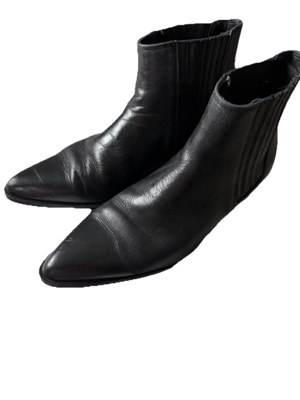 Zara Black Pointed-Toe Feau Leather Ankle Boots EU40 US 9.5 - Picture 8 of 12